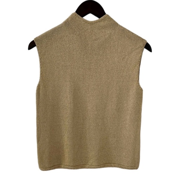 St. John Gold Metallic Sleeveless Knit Sweater Size 2 - Picture 10 of 10